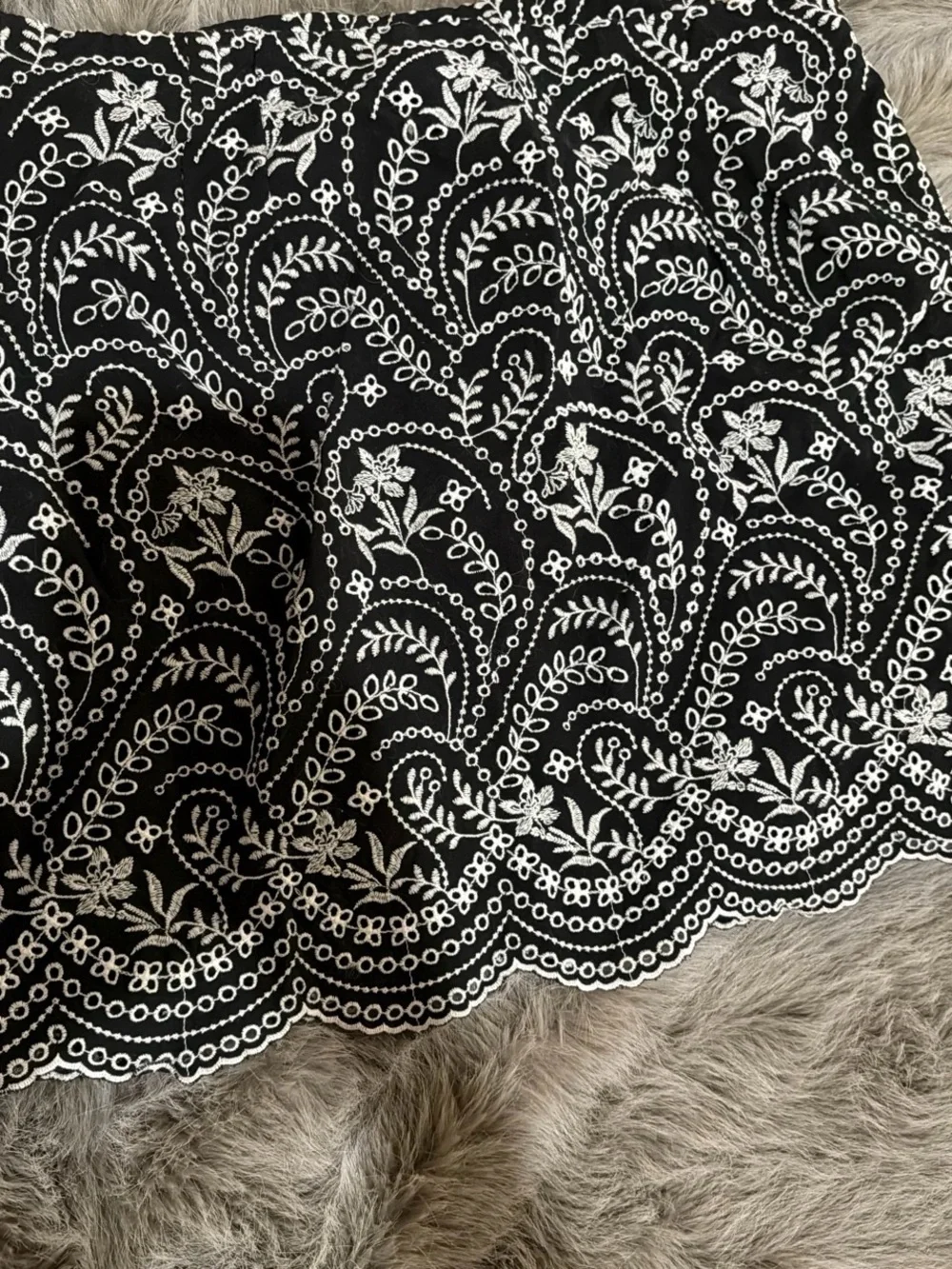 LOFT Black Skirt with White Embroidered Lace Hem